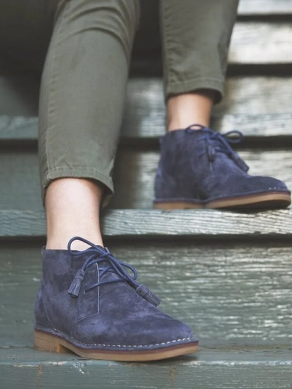 Hush Puppies Cyra Catelyn Navy Suede Chukka Booties Women's Size 8